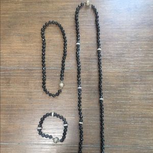 Convertible Jet Black Necklace/Bracelet Set